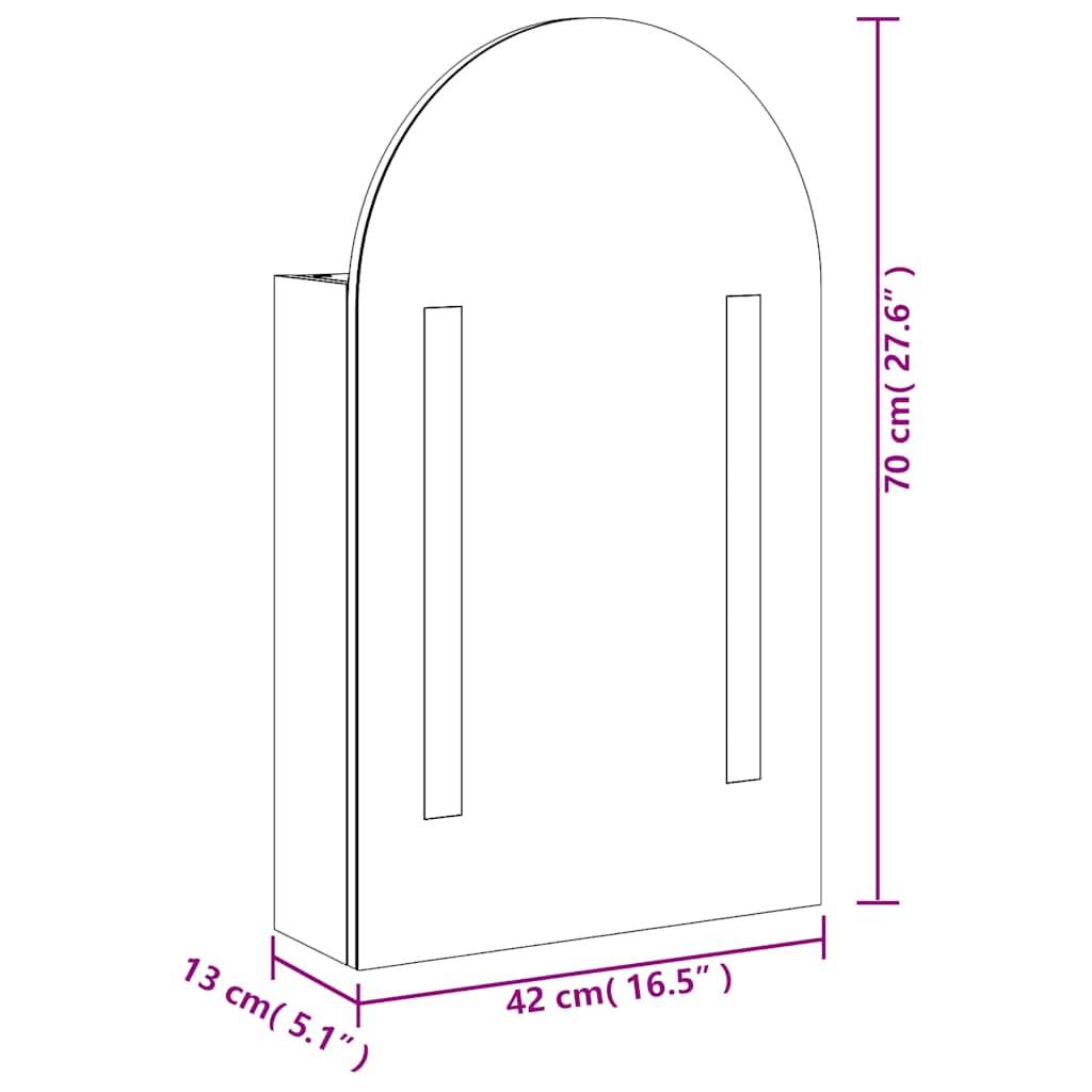 vidaXL Spiegelschrank mit LED-Beleuchtung Gewölbt Schwarz 42x13x70 cm