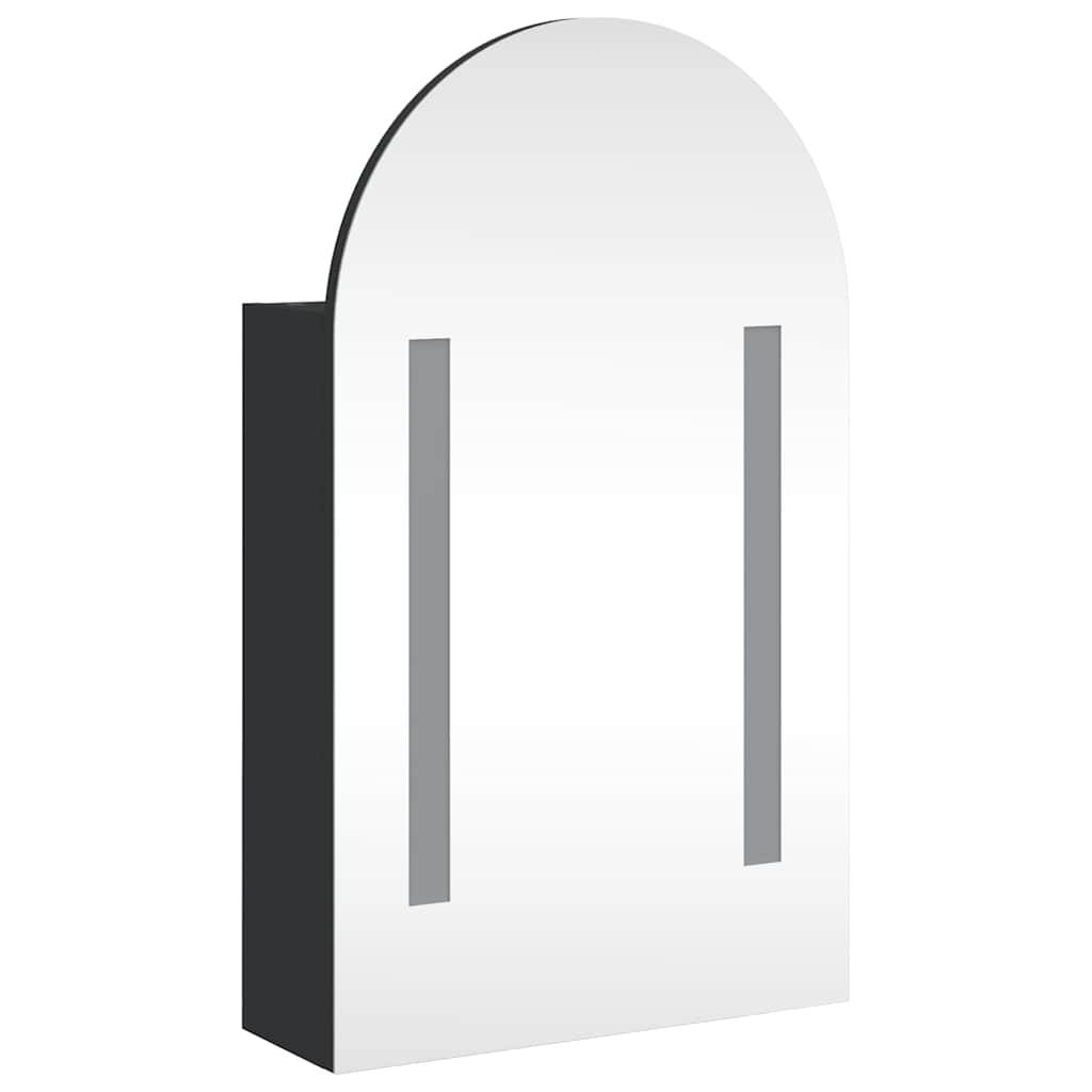 vidaXL Spiegelschrank mit LED-Beleuchtung Gewölbt Schwarz 42x13x70 cm
