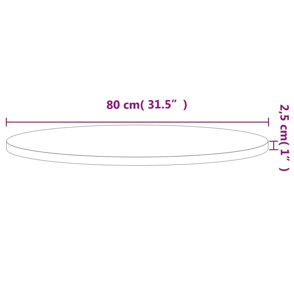 vidaXL Tischplatte Ø80x2,5 cm Rund Massivholz Buche