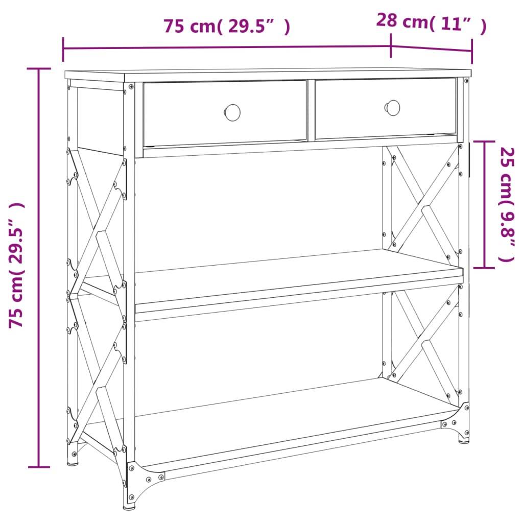 vidaXL Konsolentisch Sonoma-Eiche 75x28x75 cm Holzwerkstoff