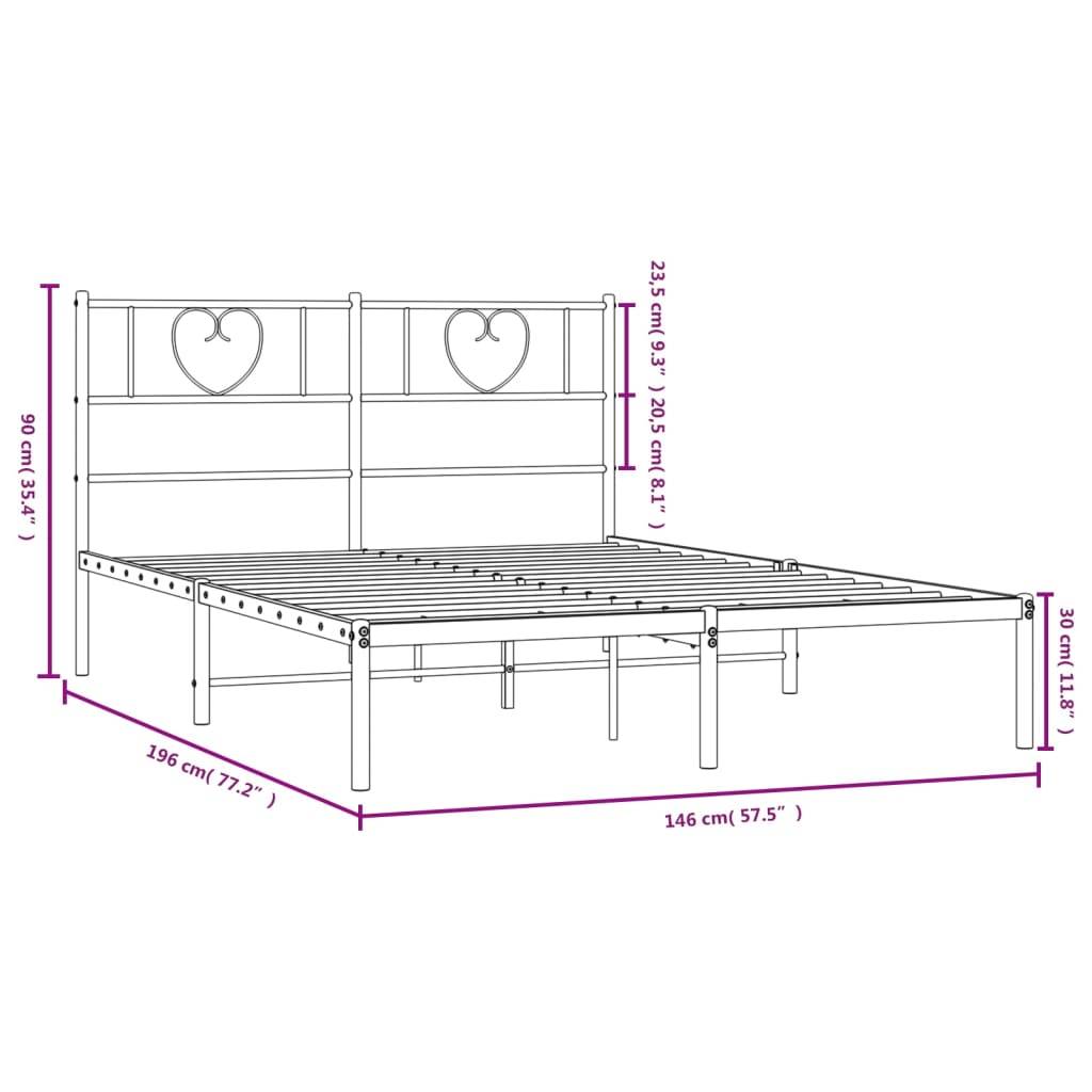 vidaXL Bettgestell mit Kopfteil Metall Schwarz 140x190 cm