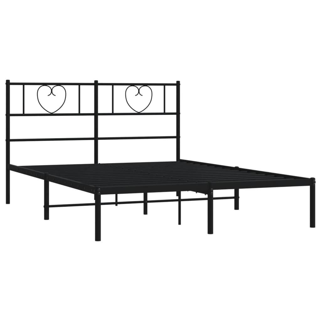 vidaXL Bettgestell mit Kopfteil Metall Schwarz 140x190 cm