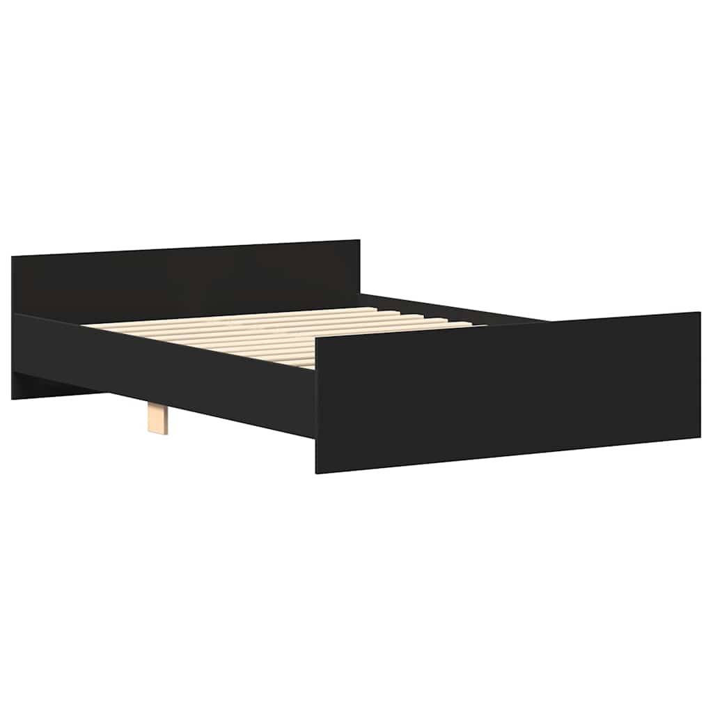 vidaXL Bettgestell mit Kopf- und Fußteil Schwarz 140x200 cm
