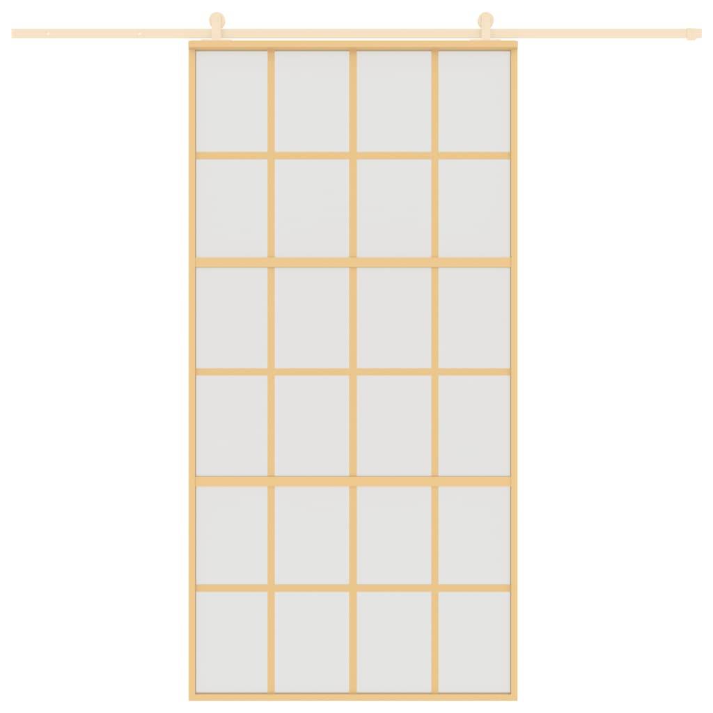 vidaXL Schiebetür Golden 102,5x205 cm Matt ESG-Glas und Aluminium
