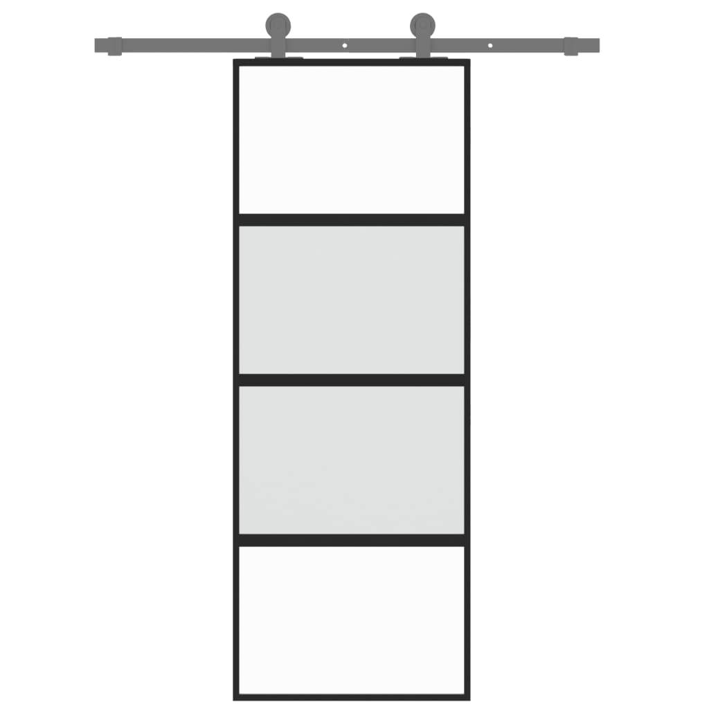 vidaXL Schiebetür Schwarz 76x205 cm Hartglas und Aluminium