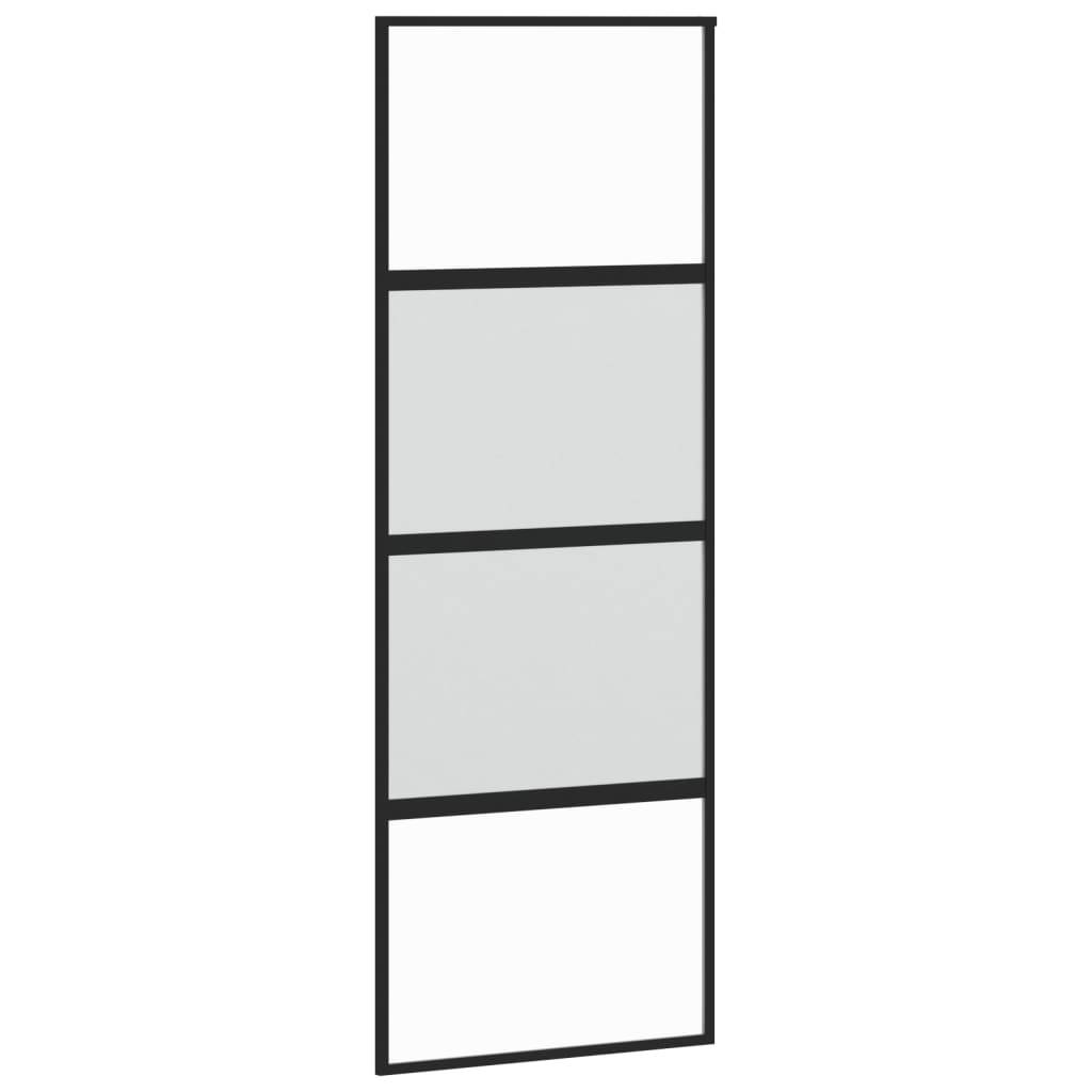 vidaXL Schiebetür Schwarz 76x205 cm Hartglas und Aluminium