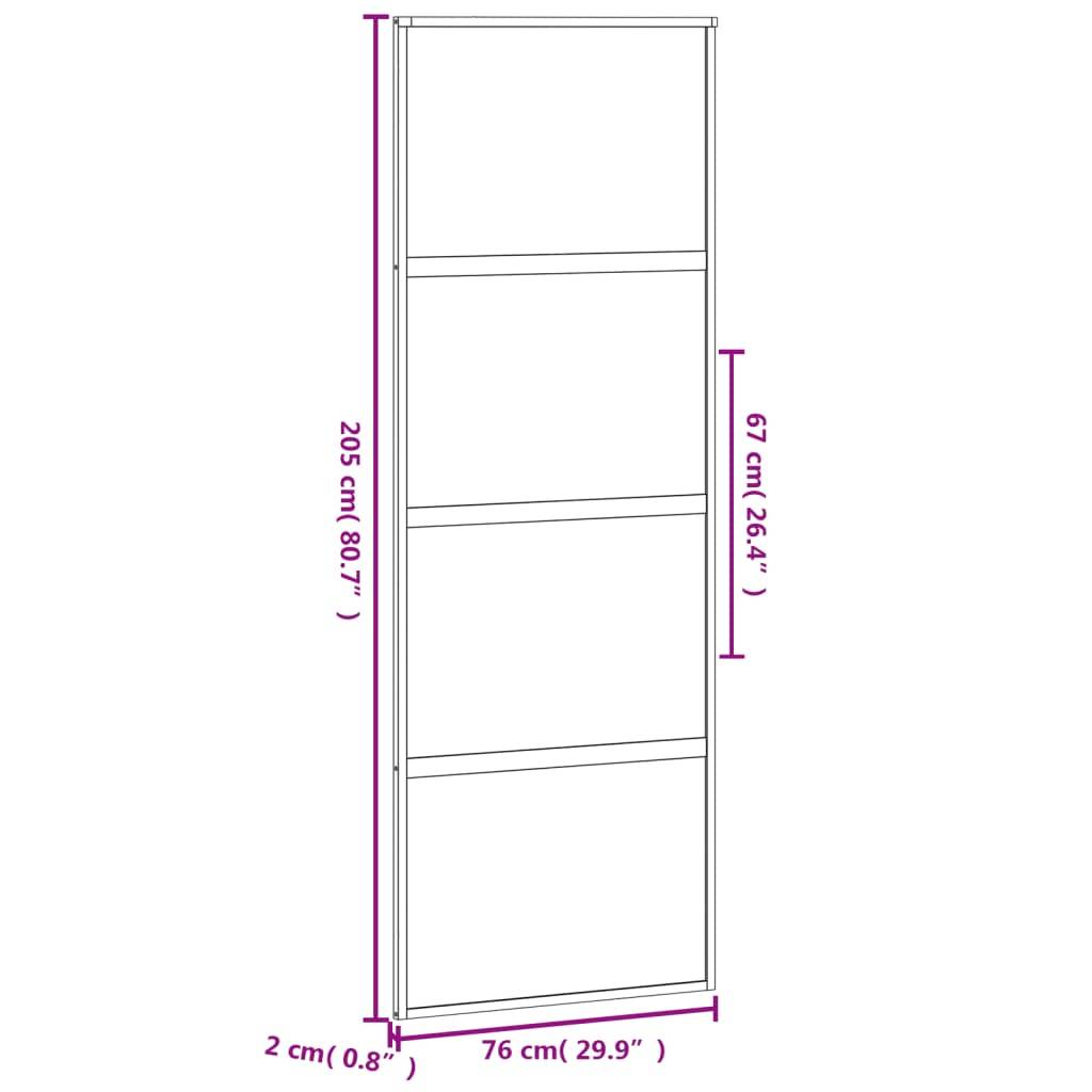 vidaXL Schiebetür Schwarz 76x205 cm Hartglas und Aluminium