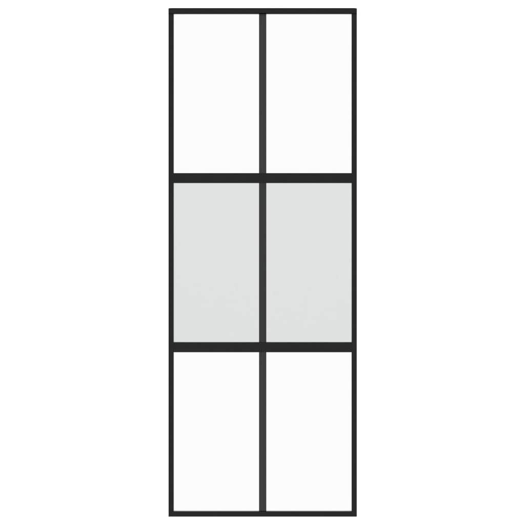 vidaXL Schiebetür Schwarz 76x205 cm Hartglas und Aluminium