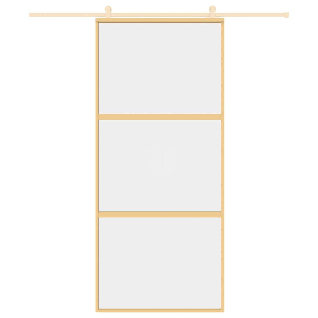 vidaXL Schiebetür Golden 90x205 cm ESG-Klarglas und Aluminium