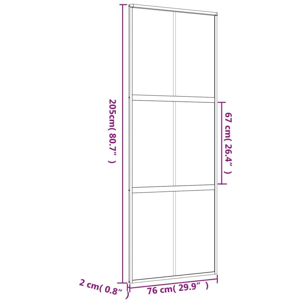 vidaXL Schiebetür Golden 76x205 cm ESG-Klarglas und Aluminium