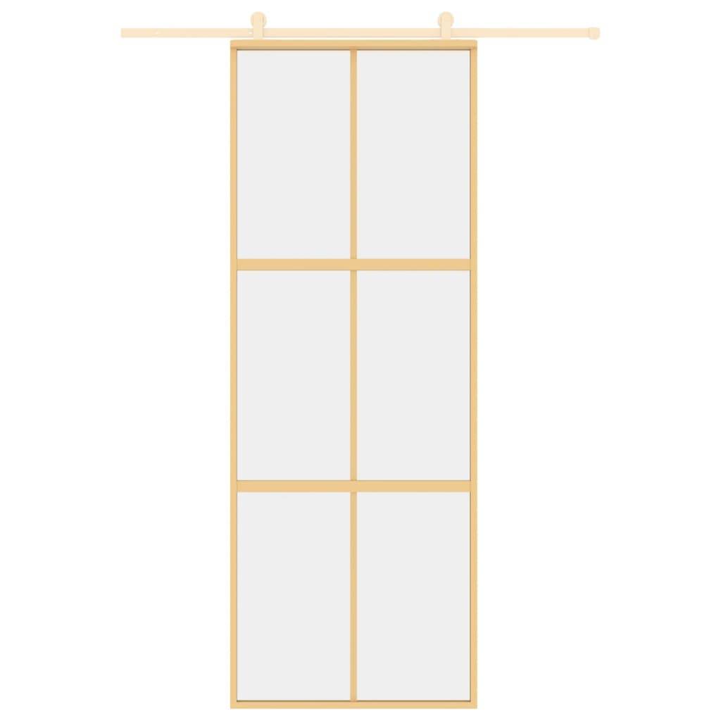 vidaXL Schiebetür Golden 76x205 cm ESG-Klarglas und Aluminium