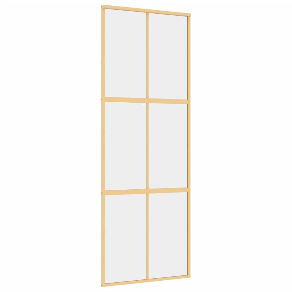 vidaXL Schiebetür Golden 76x205 cm ESG-Klarglas und Aluminium