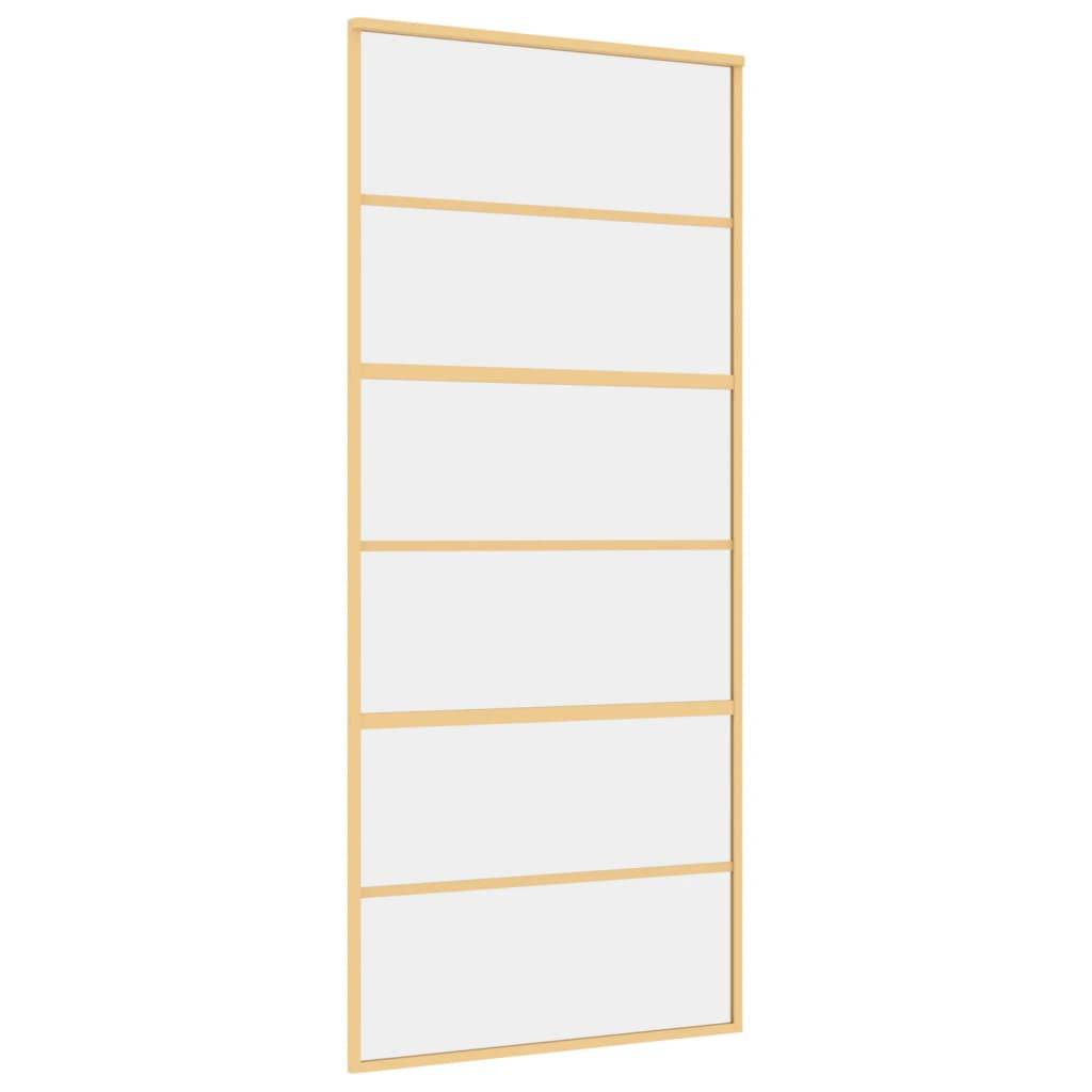 vidaXL Schiebetür Golden 90x205 cm ESG-Klarglas und Aluminium