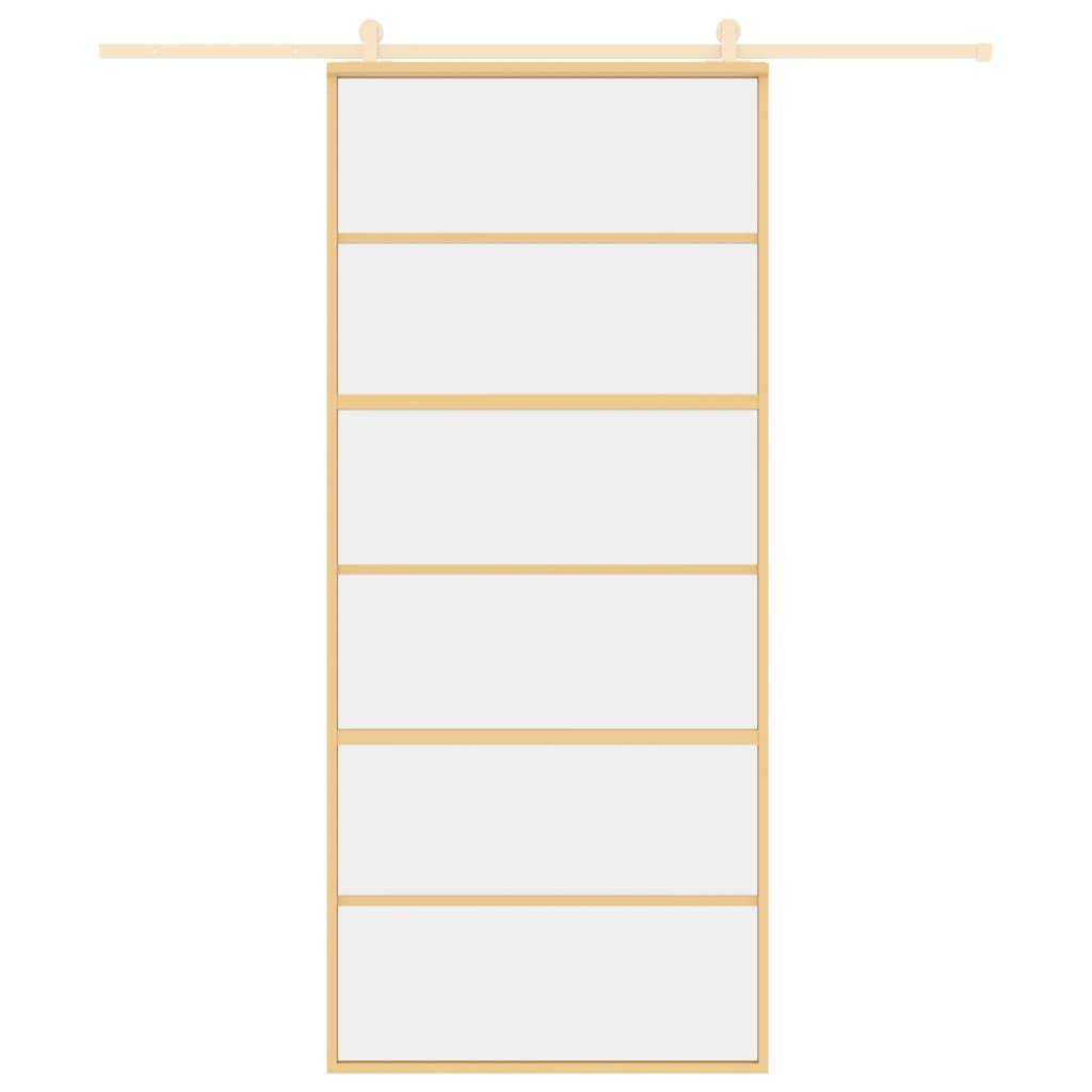 vidaXL Schiebetür Golden 90x205 cm ESG-Klarglas und Aluminium