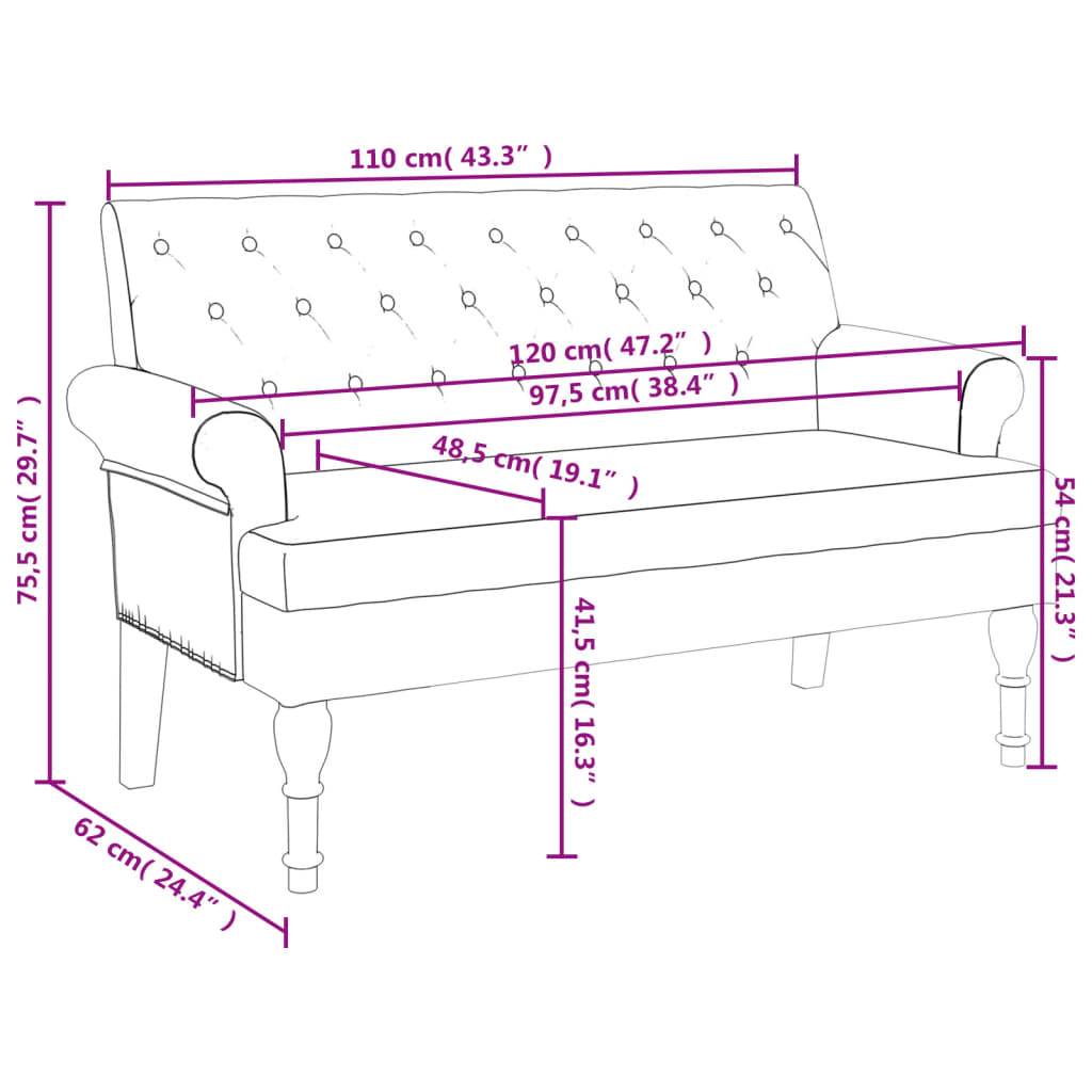 vidaXL Sitzbank mit Rückenlehne Dunkelbraun 120x62x75,5 cm Stoff