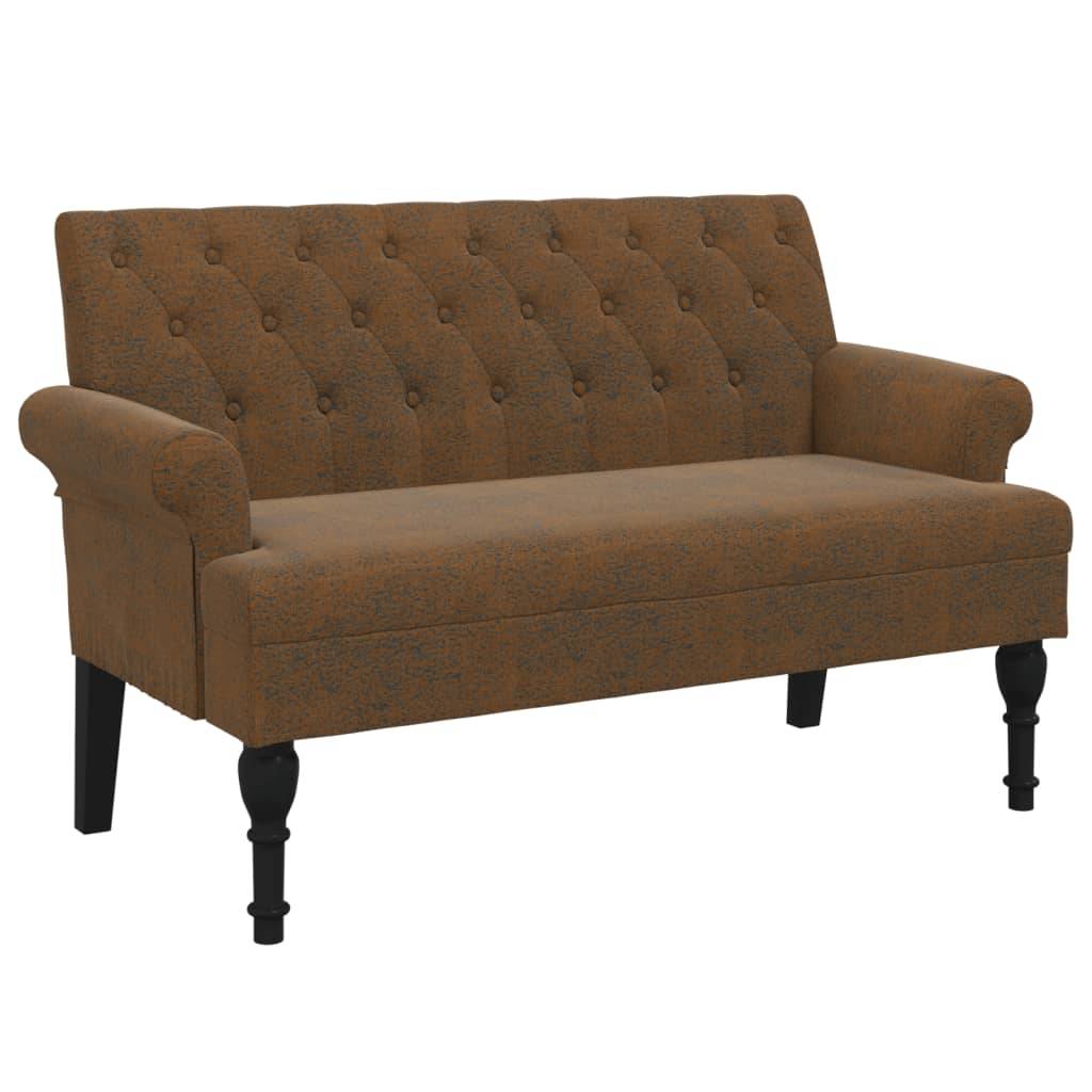 vidaXL Sitzbank mit Rückenlehne Braun 120x62x75,5 cm Wildleder-Optik