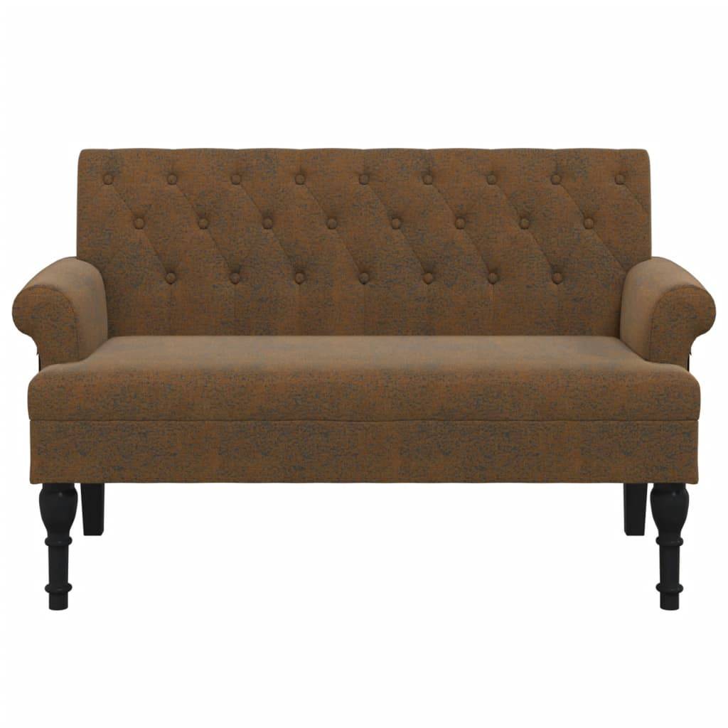 vidaXL Sitzbank mit Rückenlehne Braun 120x62x75,5 cm Wildleder-Optik