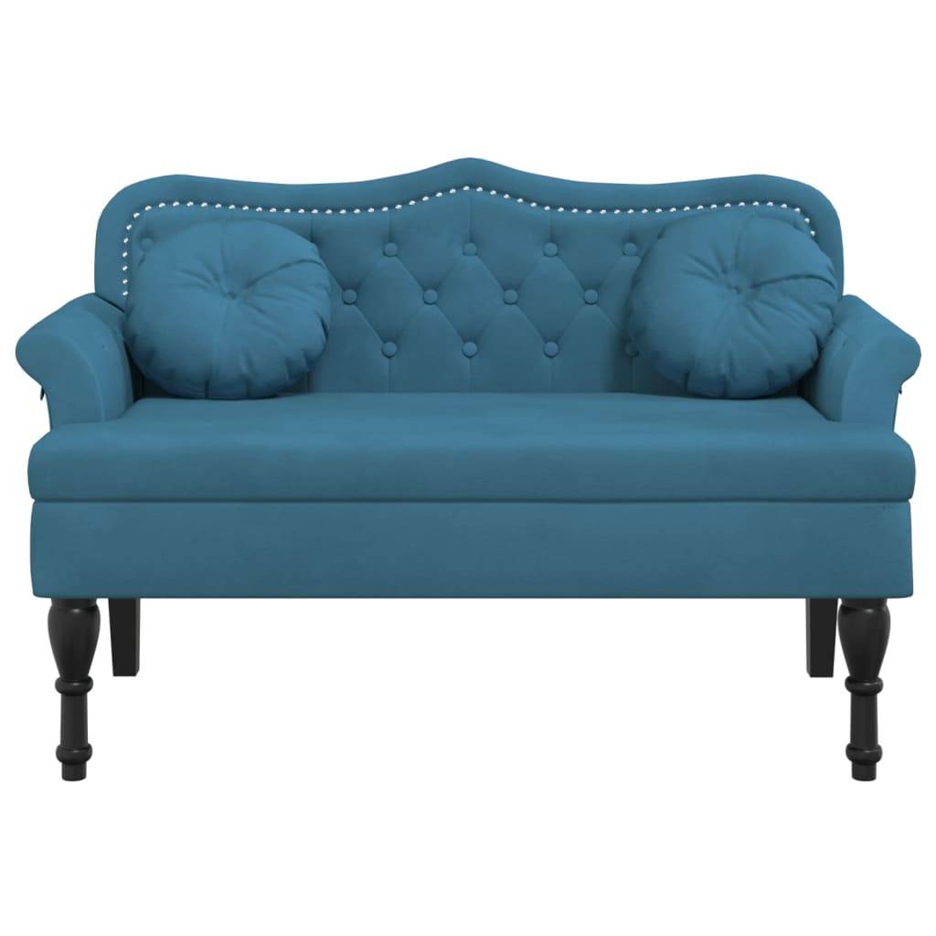 vidaXL Sitzbank mit Kissen Blau 120,5x65x75 cm Samt