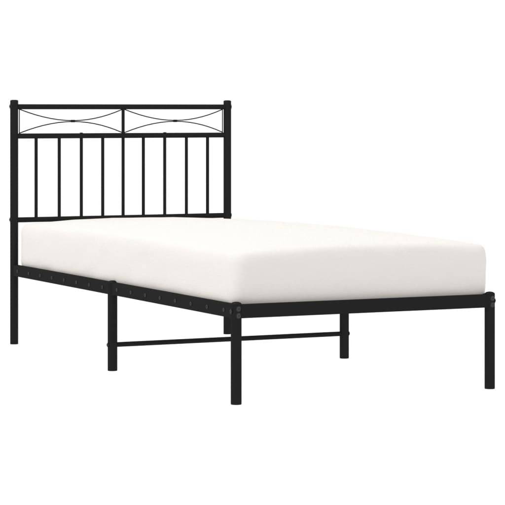 vidaXL Bettgestell mit Kopfteil Metall Schwarz 90x190 cm