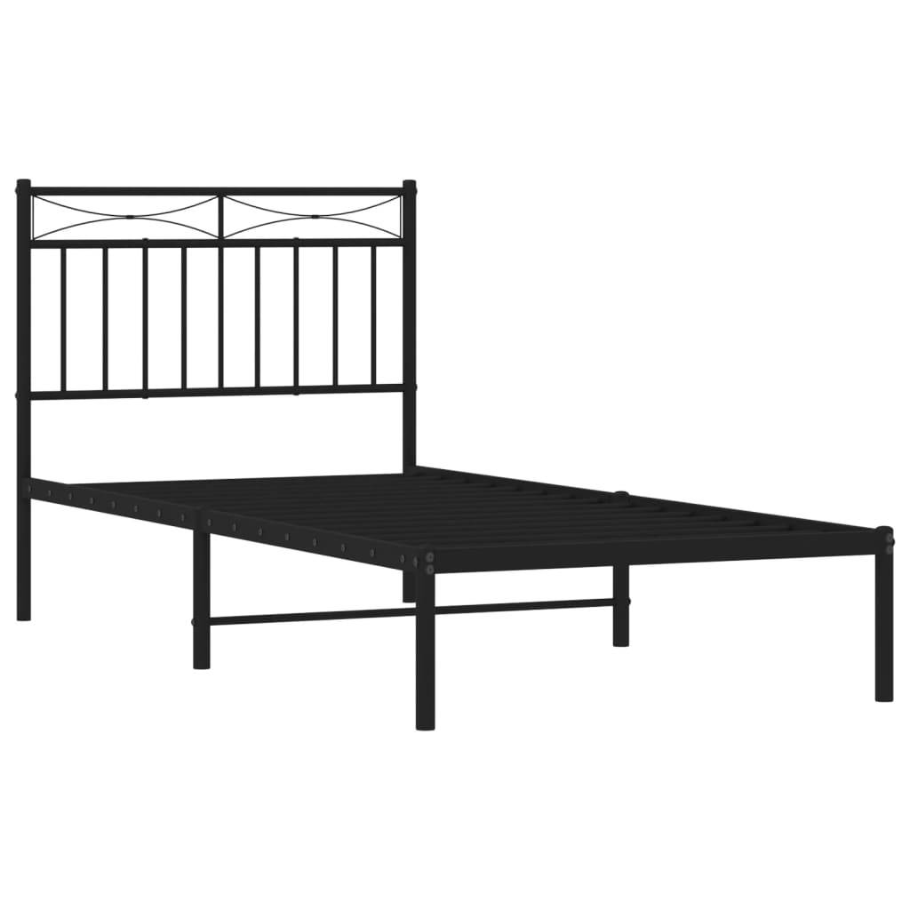 vidaXL Bettgestell mit Kopfteil Metall Schwarz 90x190 cm