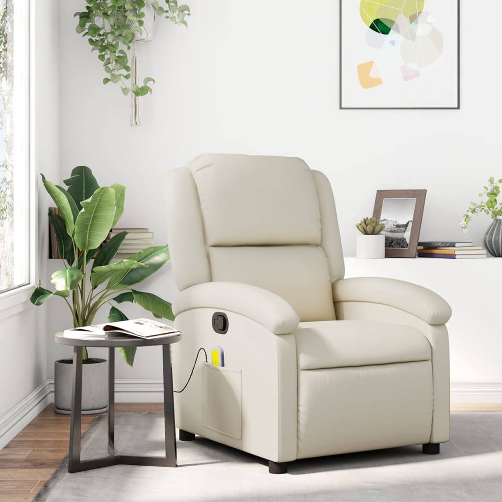 vidaXL Massagesessel Creme Kunstleder
