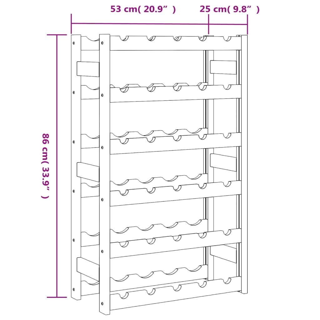 vidaXL Weinregal für 30 Flaschen Schwarz Massivholz Kiefer
