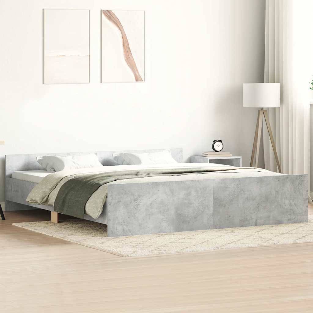 vidaXL Bettgestell mit Kopf- und Fußteil Betongrau 160x200 cm