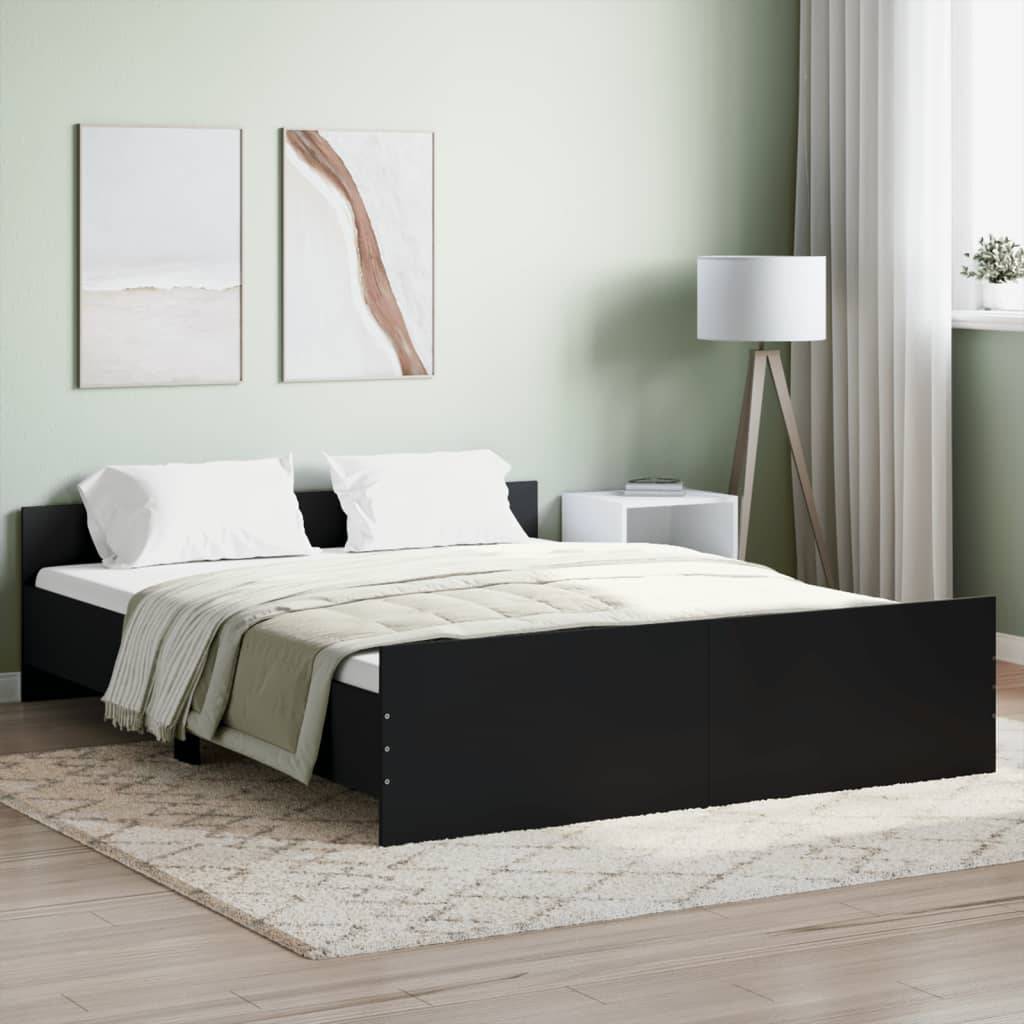 vidaXL Bettgestell mit Kopf- und Fußteil Schwarz 140x190 cm