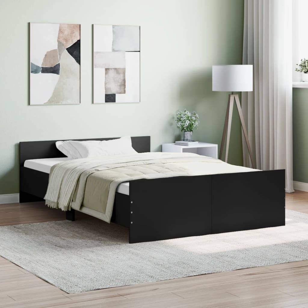 vidaXL Bettgestell mit Kopf- und Fußteil Schwarz 140x200 cm