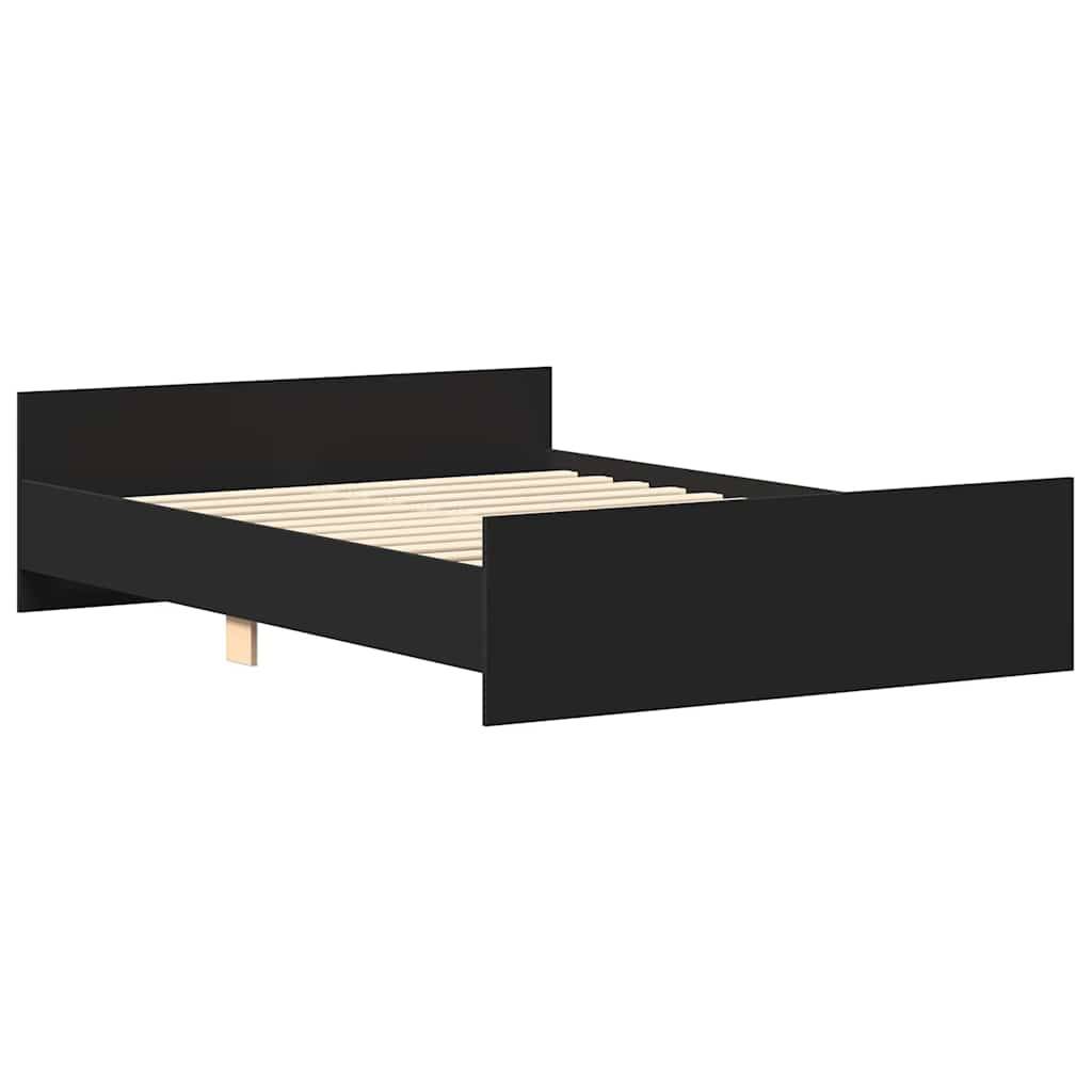vidaXL Bettgestell mit Kopf- und Fußteil Schwarz 140x190 cm