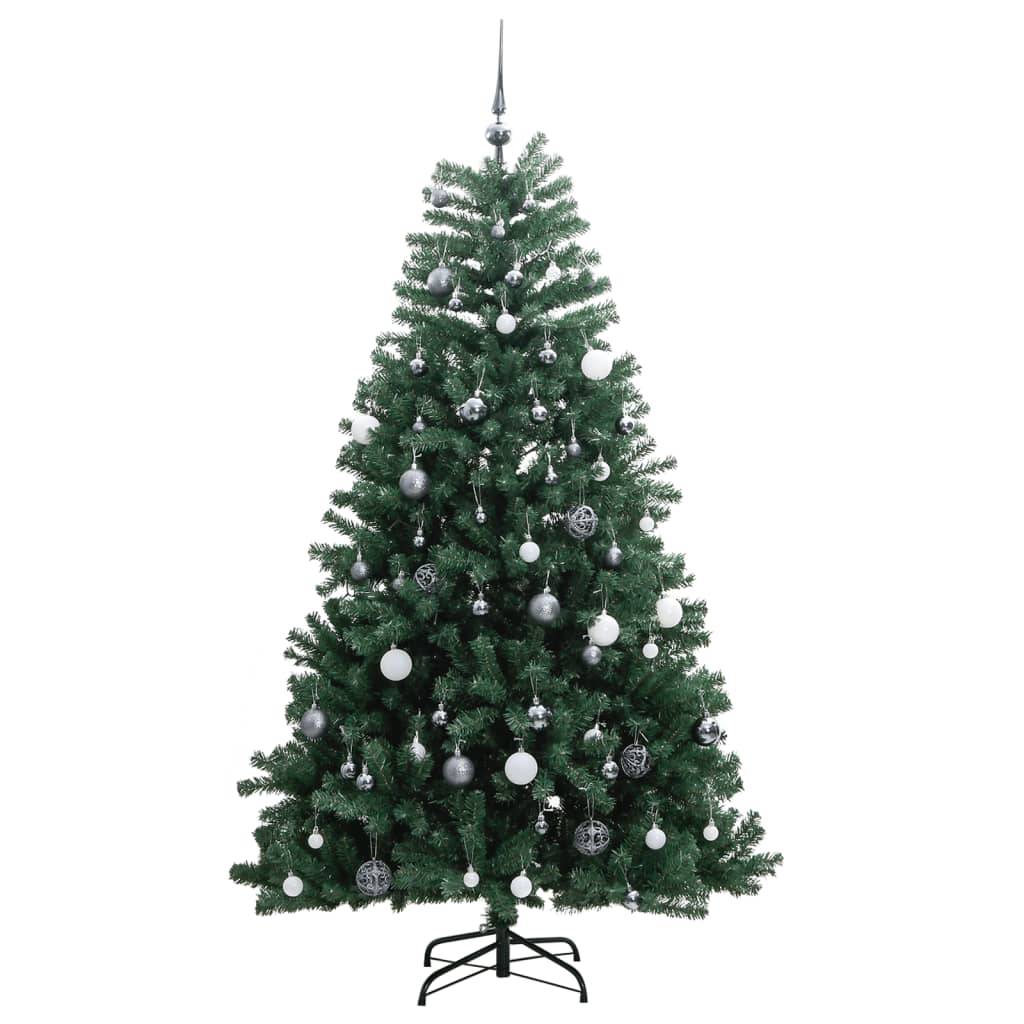 vidaXL Künstlicher Weihnachtsbaum Klappbar 300 LEDs & Kugeln 180 cm