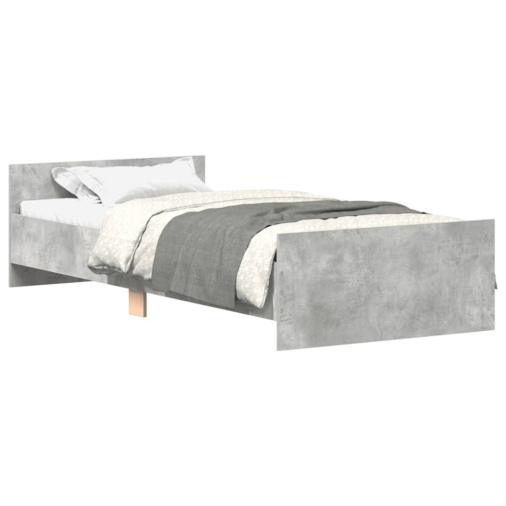 vidaXL Bettgestell Betongrau 75x190 cm Holzwerkstoff