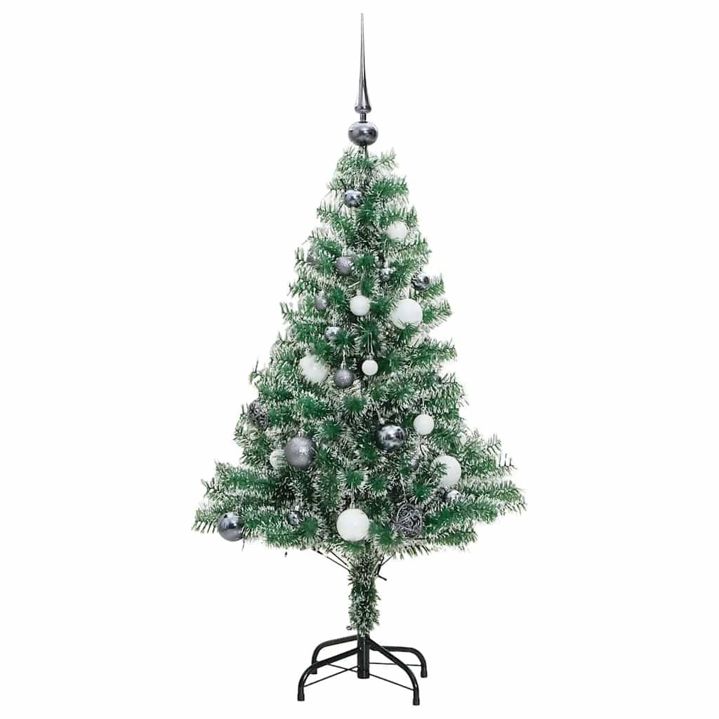 vidaXL Künstlicher Weihnachtsbaum mit Schnee & Kugeln 150 LEDs 150 cm