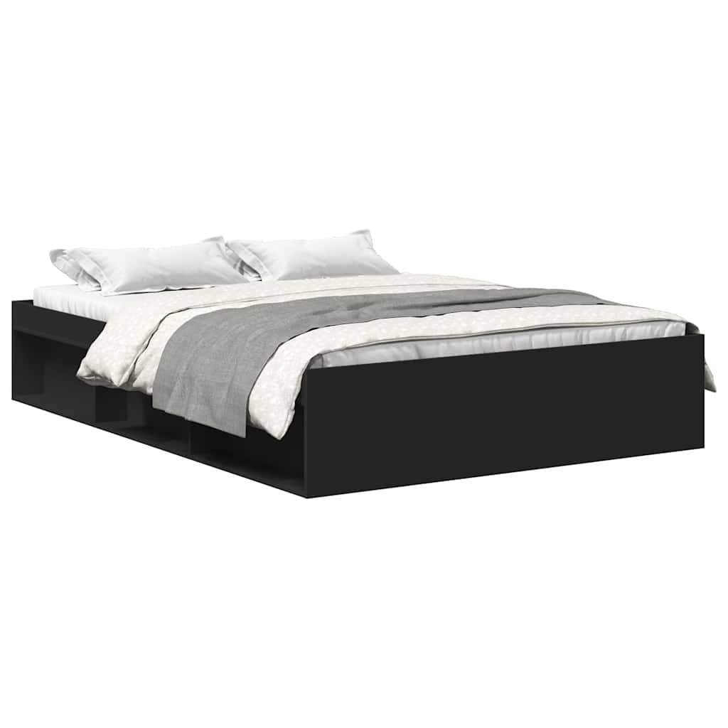 vidaXL Bettgestell Schwarz 135x190 cm