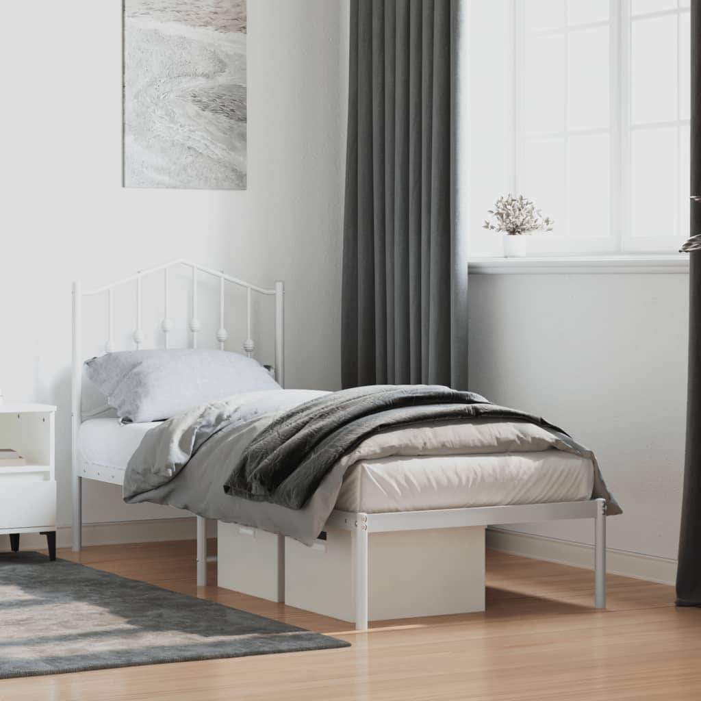 vidaXL Metallbett ohne Matratze mit Kopfteil Weiß 75x190 cm