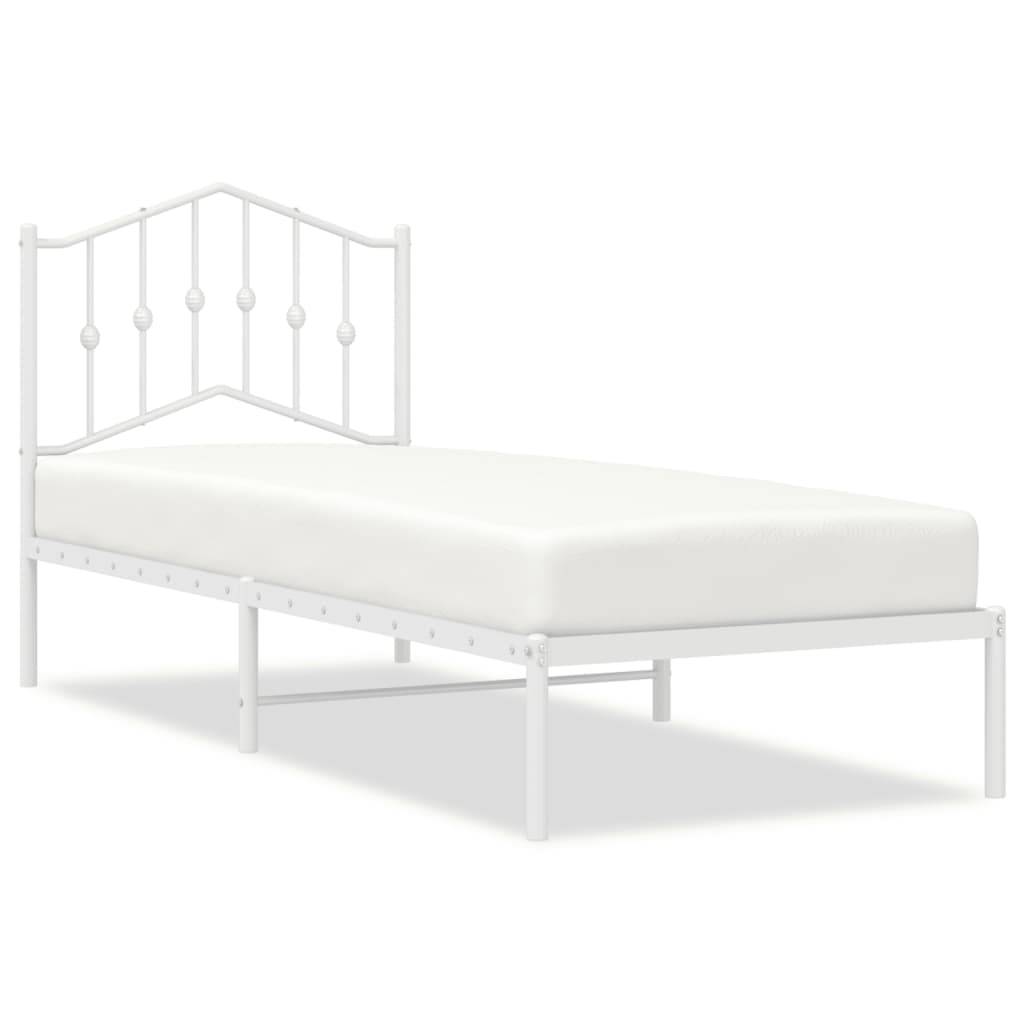 vidaXL Metallbett ohne Matratze mit Kopfteil Weiß 75x190 cm
