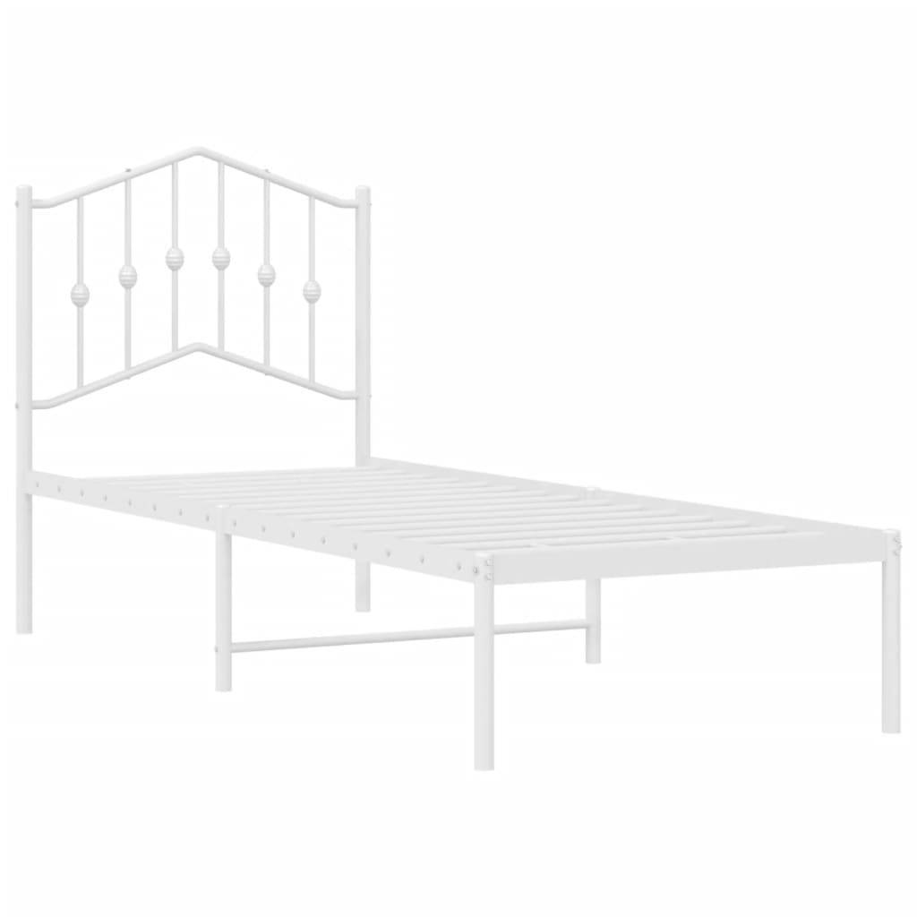 vidaXL Metallbett ohne Matratze mit Kopfteil Weiß 75x190 cm