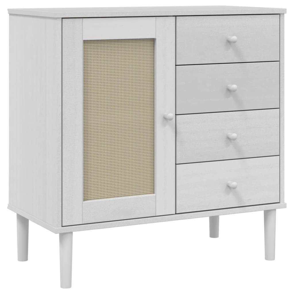 vidaXL Sideboard SENJA Rattan-Optik Weiß 80x40x80 cm Kiefernholz