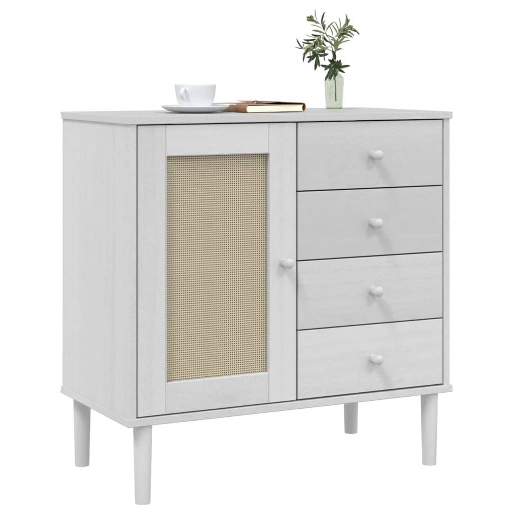vidaXL Sideboard SENJA Rattan-Optik Weiß 80x40x80 cm Kiefernholz