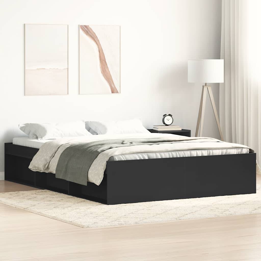 vidaXL Bettgestell Schwarz 135x190 cm
