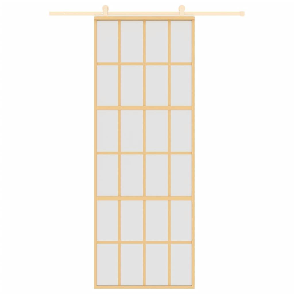 vidaXL Schiebetür Golden 76x205 cm Matt ESG-Glas und Aluminium