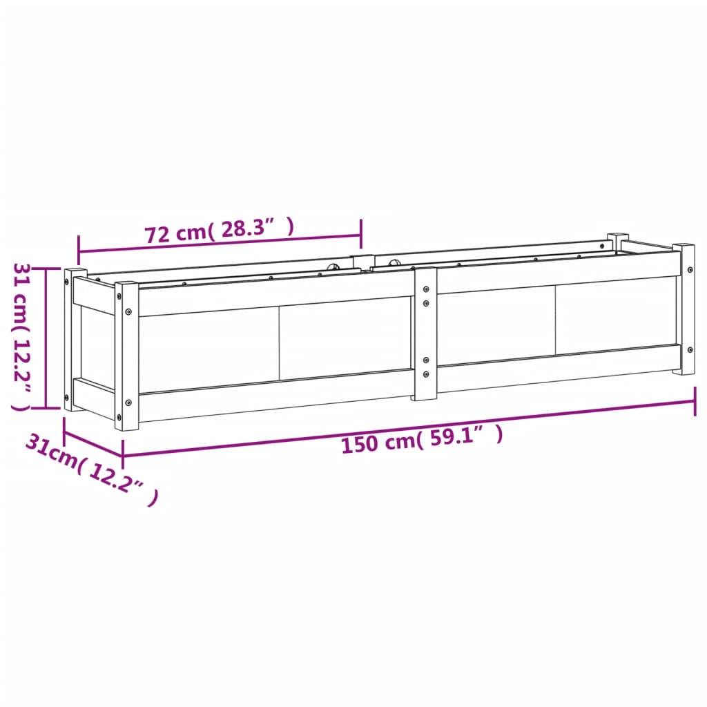 vidaXL Pflanzkübel Weiß 150x31x31 cm Massivholz Kiefer