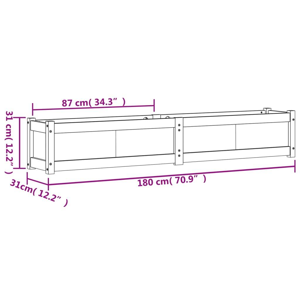 vidaXL Pflanzkübel Weiß 180x31x31 cm Massivholz Kiefer