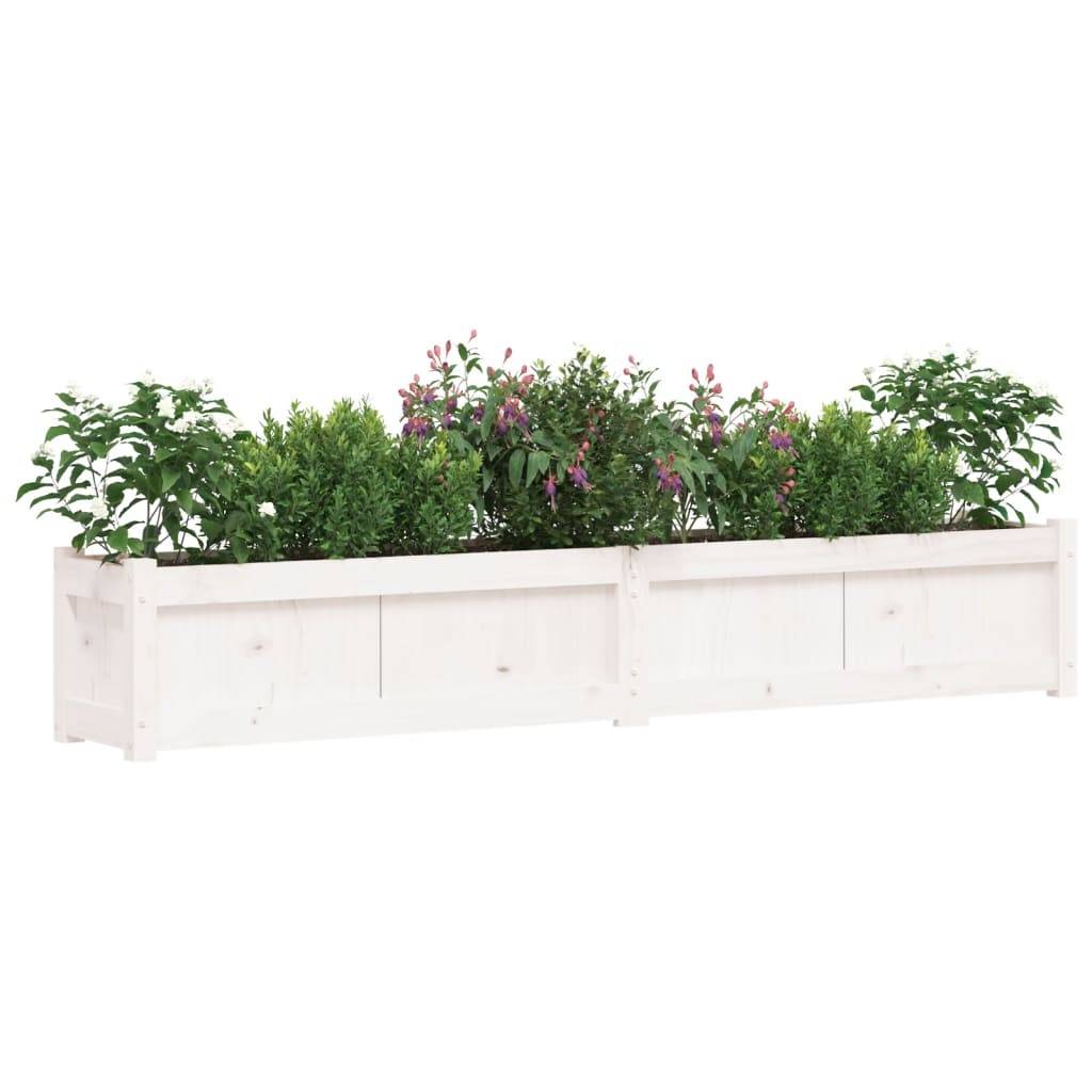 vidaXL Pflanzkübel Weiß 180x31x31 cm Massivholz Kiefer