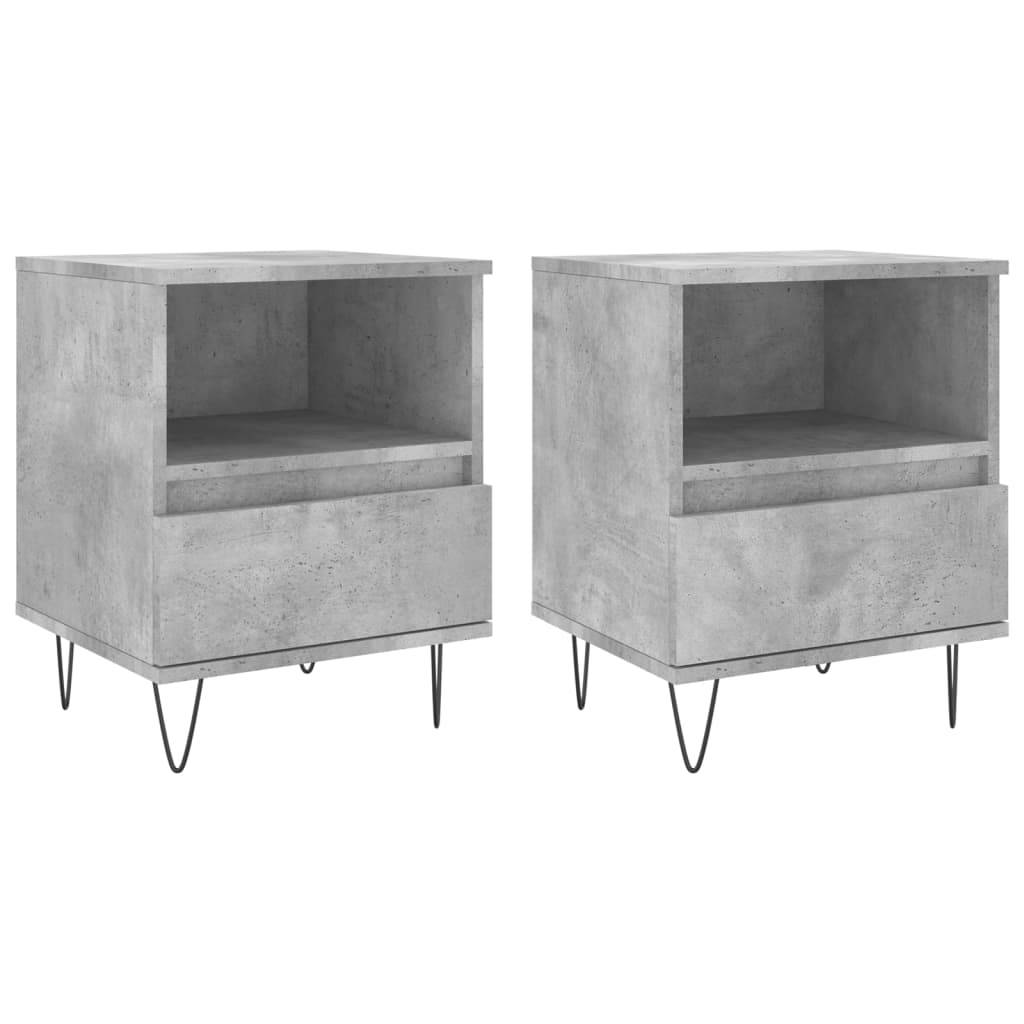 vidaXL Nachttische 2 Stk. Betongrau 40x35x50 cm Holzwerkstoff