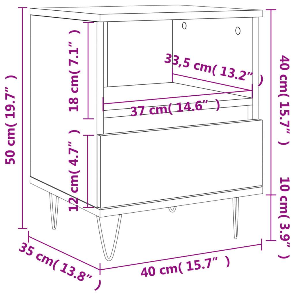 vidaXL Nachttische 2 Stk. Betongrau 40x35x50 cm Holzwerkstoff