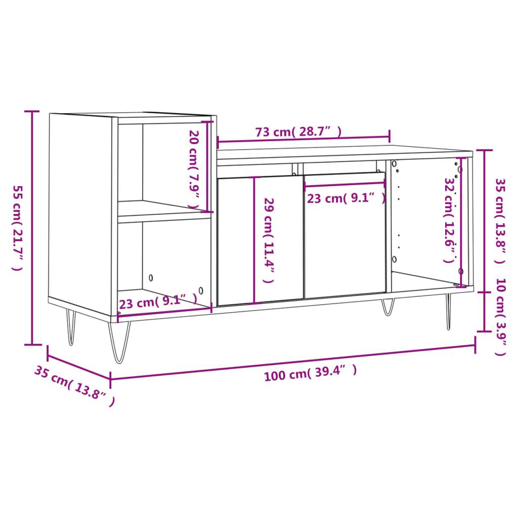 vidaXL TV-Schrank Räuchereiche 100x35x55 cm Holzwerkstoff