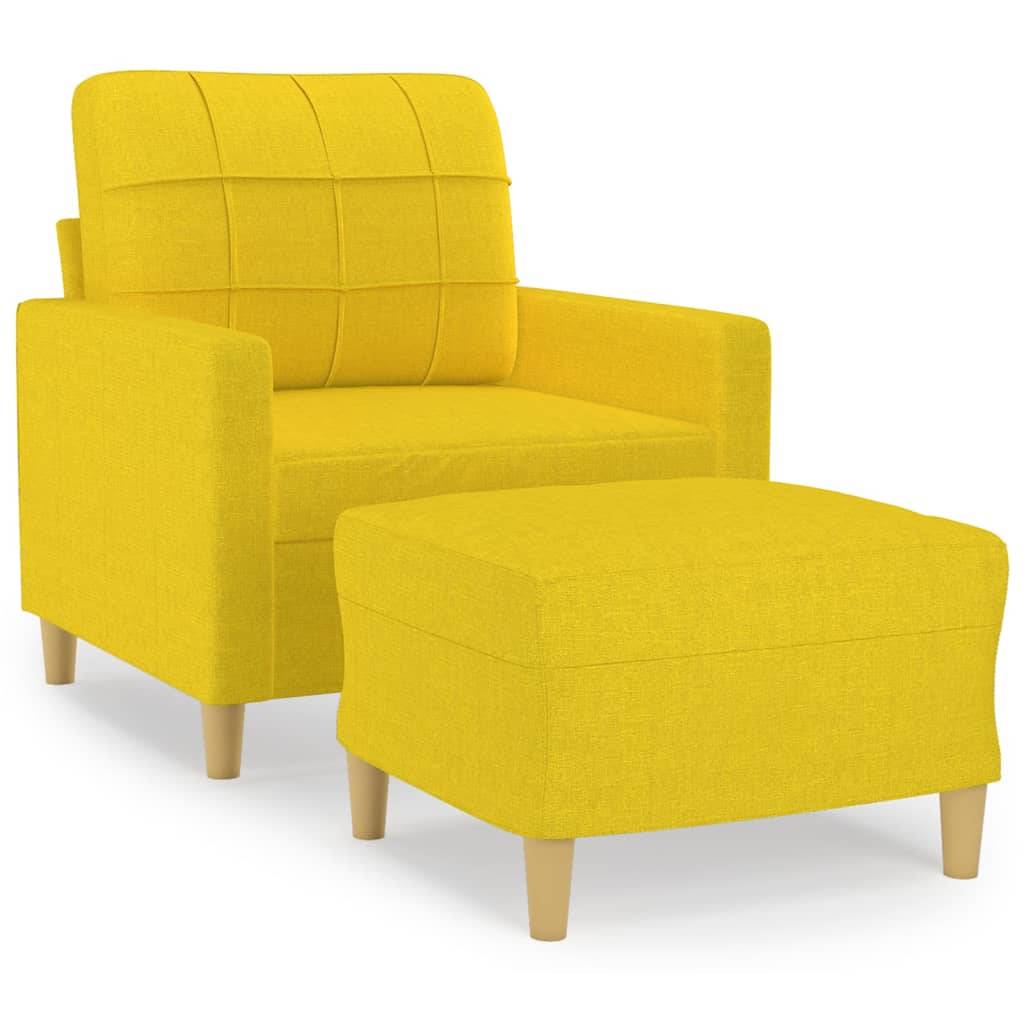 vidaXL Sessel mit Hocker Hellgelb 60 cm Stoff