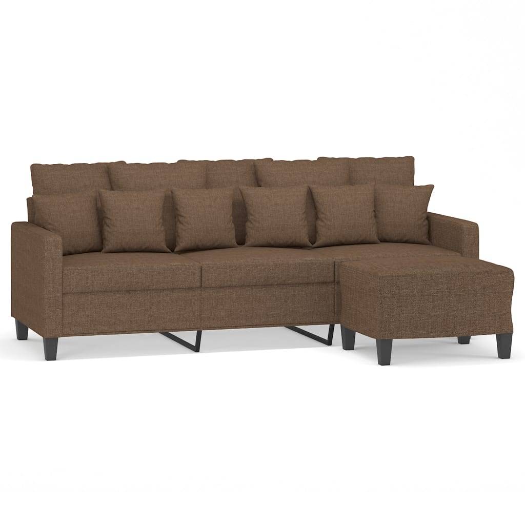 vidaXL 3-Sitzer-Sofa mit Hocker Braun 180 cm Stoff