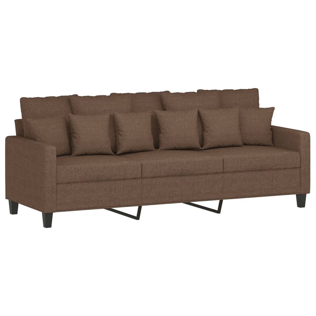 vidaXL 3-Sitzer-Sofa mit Hocker Braun 180 cm Stoff